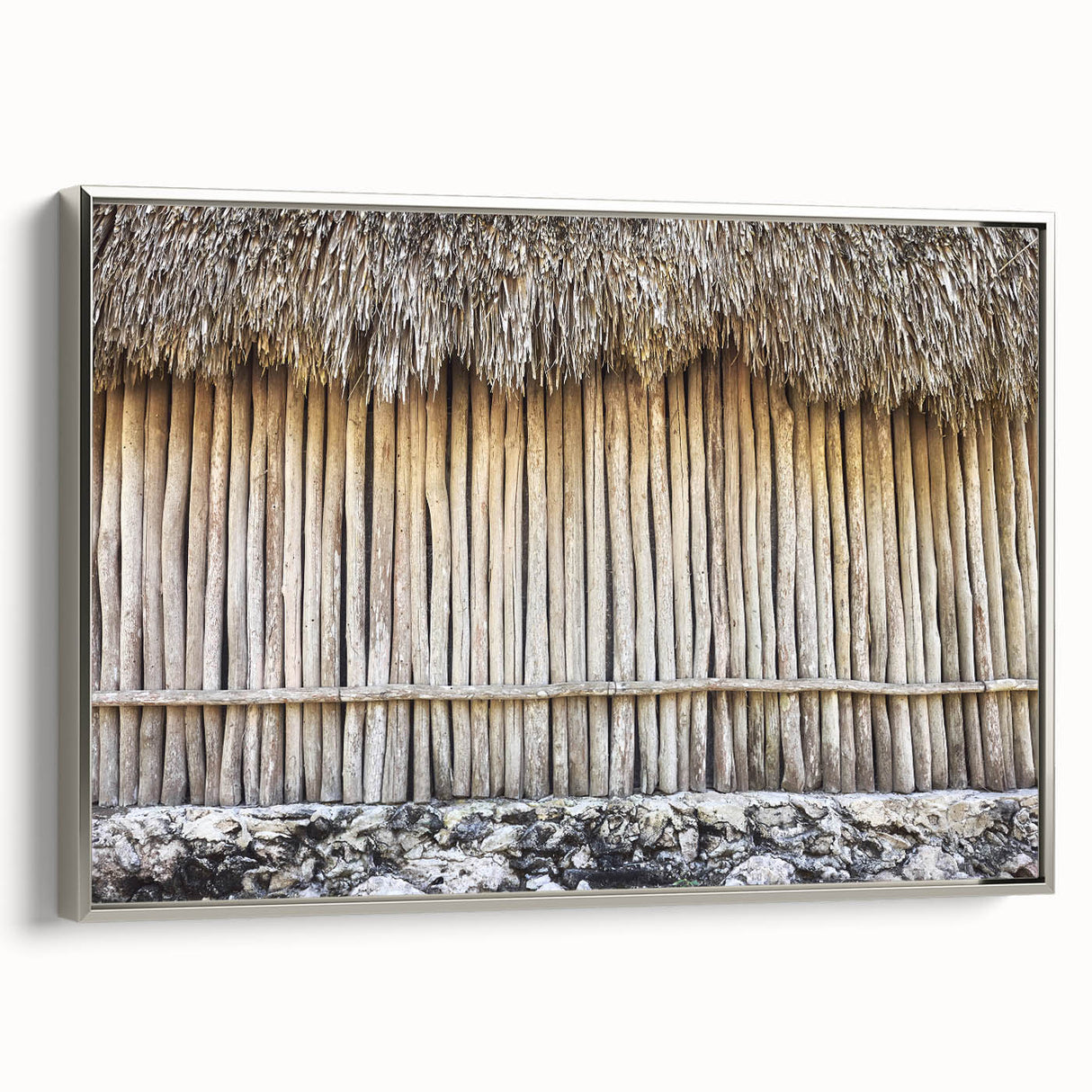 Framed canvas of a vintage-style landscape art painting depicting Quintana Roo, Mexico, in colorful art tones.