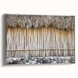 Framed canvas of a vintage-style landscape art painting depicting Quintana Roo, Mexico, in colorful art tones.