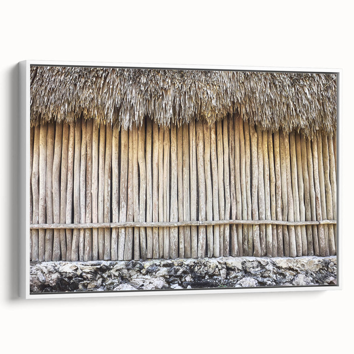 Vintage poster art of Quintana Roo scenery on extra large framed canvas, featuring colorful art against a black background.