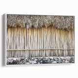 Vintage poster art of Quintana Roo scenery on extra large framed canvas, featuring colorful art against a black background.