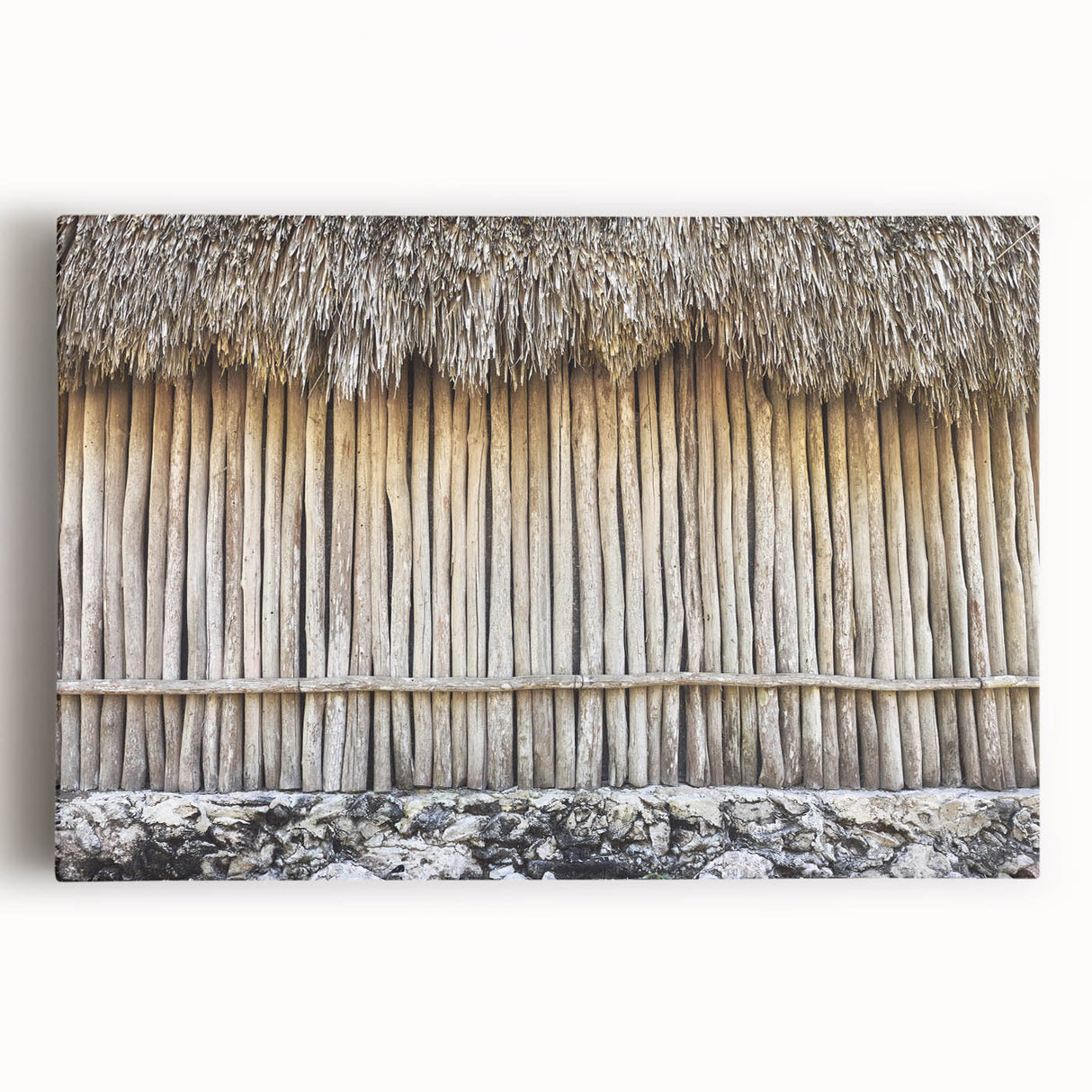Black and white photo of Quintana Roo scenery on stretched canvas, ideal for kitchen art.
