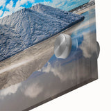 Large abstract wall art depicting Yucatan scenery in mid-century modernist style on acrylic glass, ideal for dining room art.