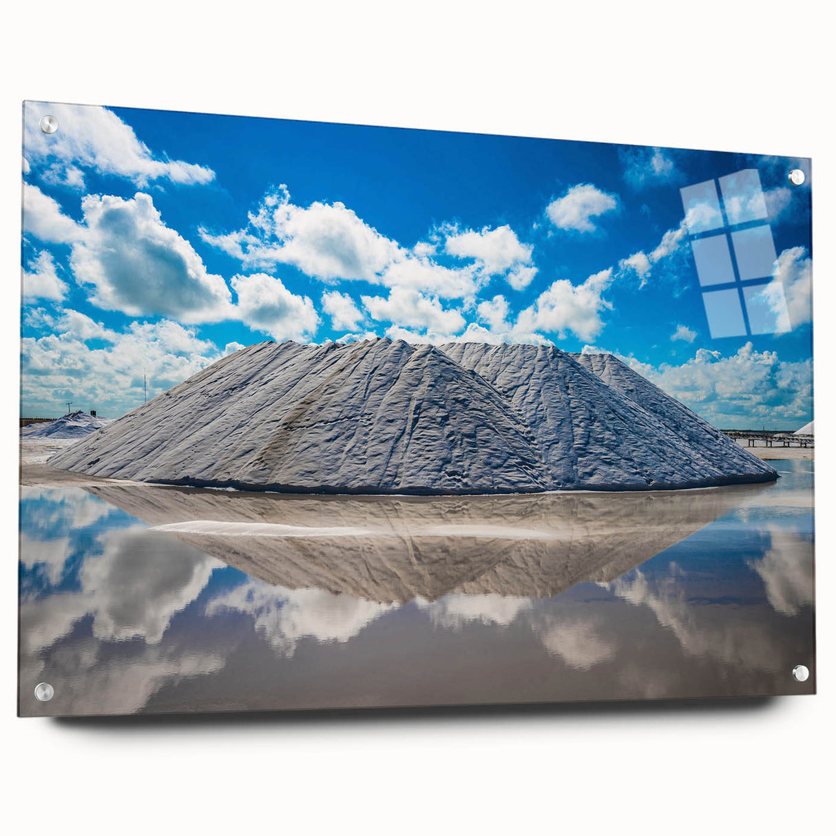 Large abstract wall art depicting a Yucatan scenery in muted earth tones on acrylic glass.