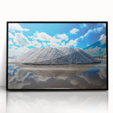 Large abstract wall art depicting a Yucatan scenery in muted earth tones on a framed acrylic.