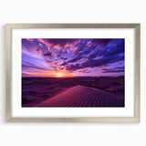 Textured abstract art print of Middle Eastern scenery in muted earth tones, framed with a silver mat.