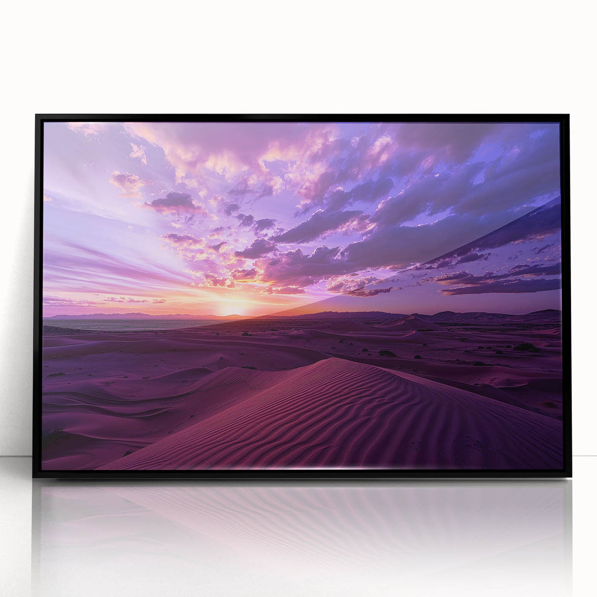 Large abstract wall art depicting a Middle-Eastern Iraq scenery in muted earth tones on a framed acrylic.