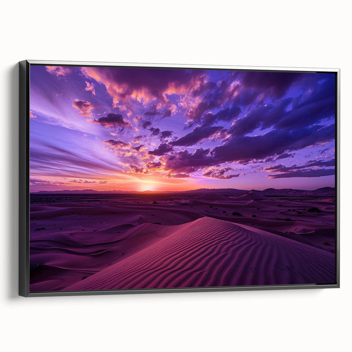 Black and white framed canvas depicting a vintage-style landscape of a Middle Eastern scene, ideal for bedroom wall art.