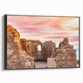 Black and white framed canvas of a vintage-style Middle Eastern landscape, ideal for bedroom wall art.