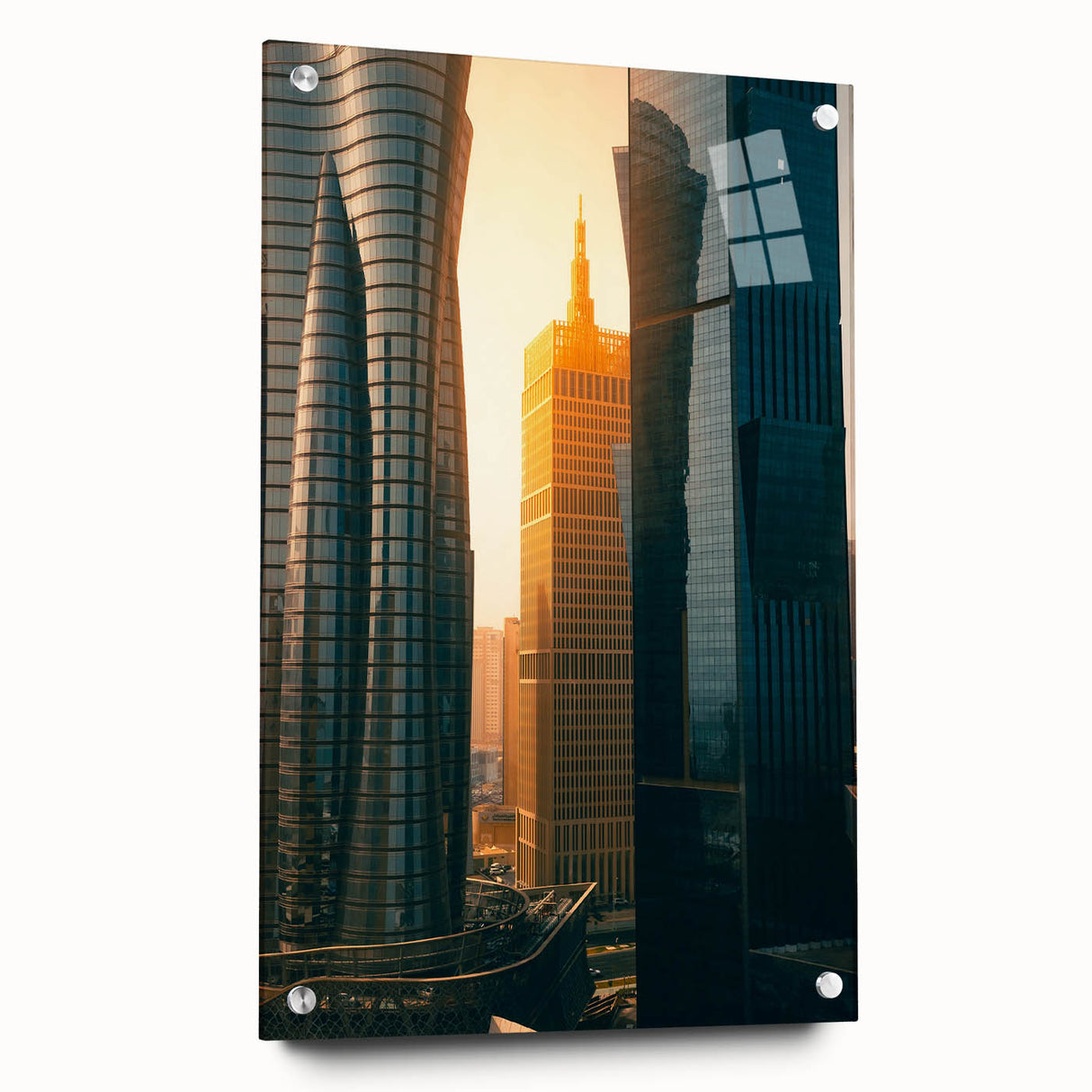 Acrylic print of a Middle Eastern Qatar scenery in muted earth tones, ideal for dining room decor.