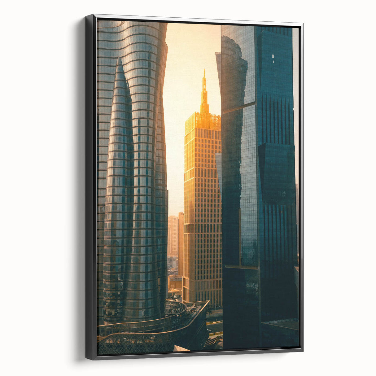 Black and white landscape painting of a Middle Eastern scenery on framed canvas, suitable for bedroom decor.