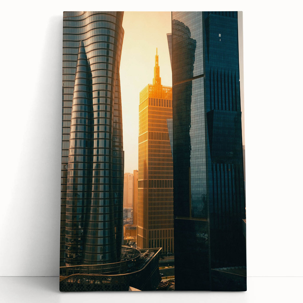 Black and white photograph of Qatar scenery on stretched canvas, ideal for kitchen wall art or bedroom ambiance.