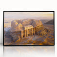 Large abstract wall art depicting a Saudi Arabian landscape in muted earth tones on a framed acrylic print.