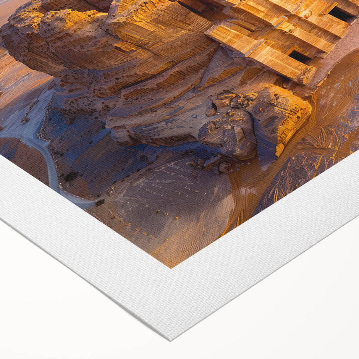 Art deco poster of a Saudi Arabian scenery in muted earth tones on rolled canvas, suitable for dining room decor.