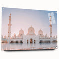 Acrylic print of Abu Dhabi skyline in muted blue and gray tones, suitable for bedroom or dining room decor.
