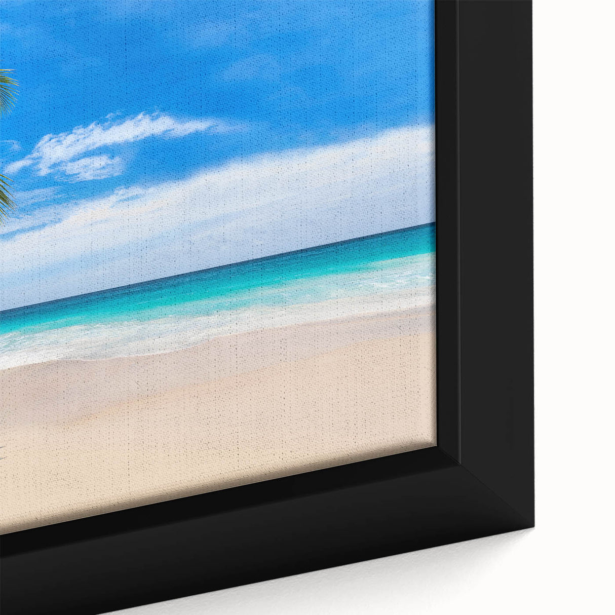 Framed canvas depicting a textured, colorful Fiji landscape in black, ideal for extra large living room wall art.