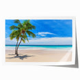 Tropical landscape with lush greenery and ocean view on a rolled canvas, suitable for art wall dining room.