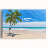 Black and white stretched canvas depicting a serene Fiji ocean scene, ideal for kitchen wall art.