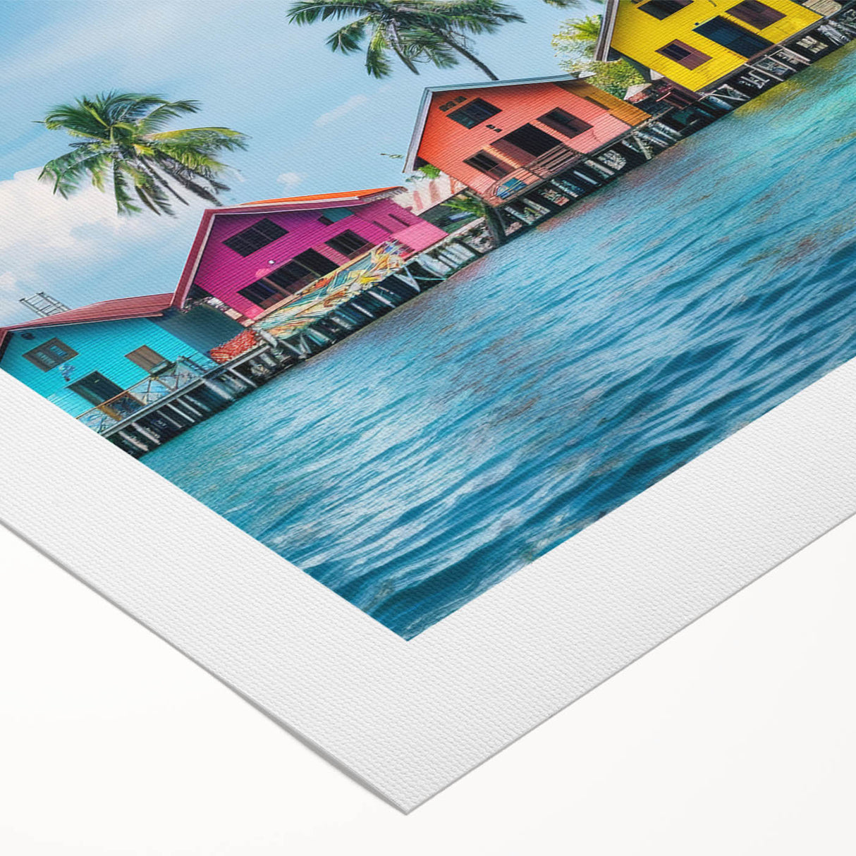 Art deco poster of a Tahitian landscape in muted earth tones on rolled canvas, suitable for dining room walls.
