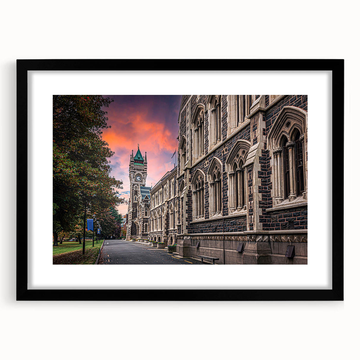 Colorful abstract art print of Otago, New Zealand, in vibrant hues on a textured, extra large canvas.