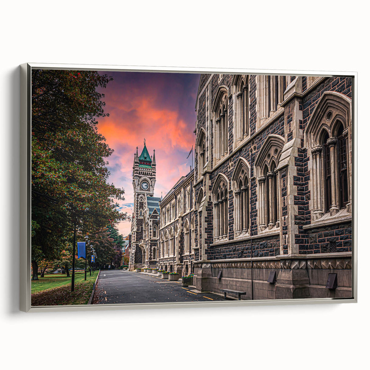 Framed canvas of a vintage-style landscape art painting featuring Otago, New Zealand.