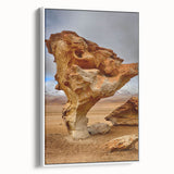 Vintage poster art of a colorful Bolivian landscape on extra large framed canvas, ideal for living room decor.