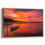 Framed canvas wall art featuring a vintage-style landscape painting of a Brazilian scene, in muted gold and black tones.