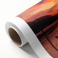 Art deco poster of a Brazilian landscape in soft pastel colors on rolled canvas, ideal for nursery wall art.