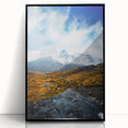 Large abstract wall art depicting a Chilean landscape in muted earth tones on a framed acrylic.