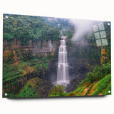 Acrylic print of a large abstract depiction of a Colombian landscape in earthy tones.