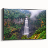 Black and white framed canvas featuring a vintage-style Colombian landscape, ideal for bedroom wall decor.