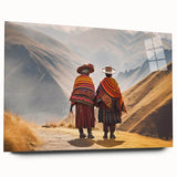 Large abstract wall art of a South American scenery in vibrant earth tones on acrylic glass.