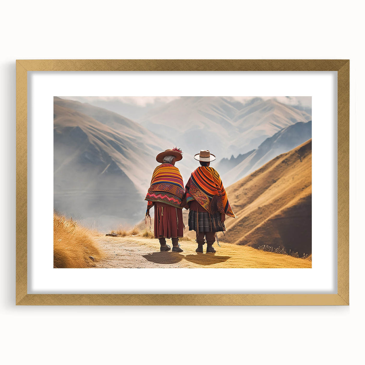 Extra large wall art featuring an abstract representation of a South American scenery in Peru.
