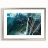 Textured abstract art print of a Venezuelan landscape in silver frame, ideal for bedroom art.