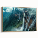 Framed canvas depicting a vintage-style landscape of Venezuelan scenery, with muted earth tones, ideal for bedroom wall art.