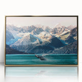 Large art print of an Alaskan landscape in muted earth tones on framed acrylic, ideal for modern art wall decor.