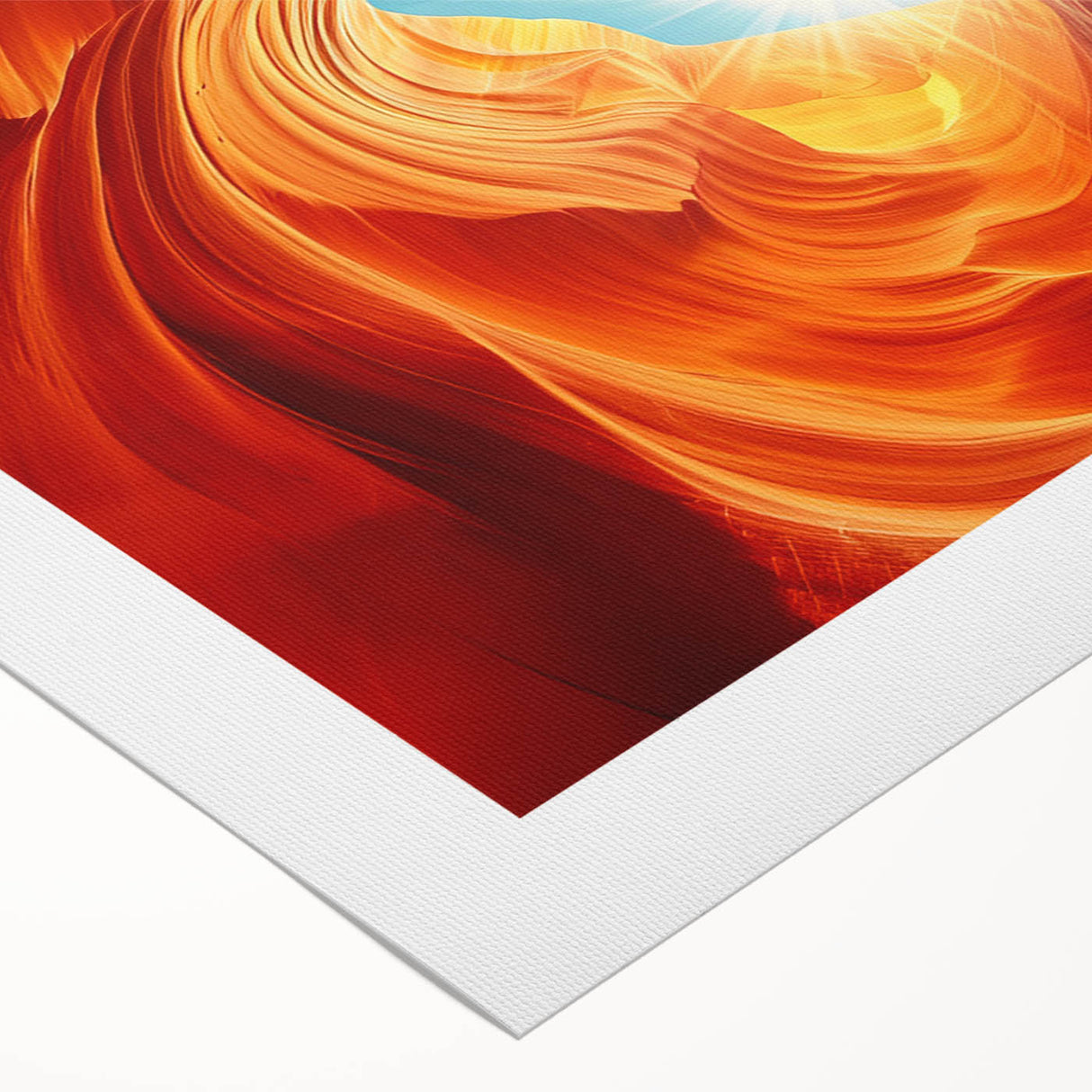 Art deco poster of Antelope Canyon in Arizona on rolled canvas, featuring earthy red and orange tones.