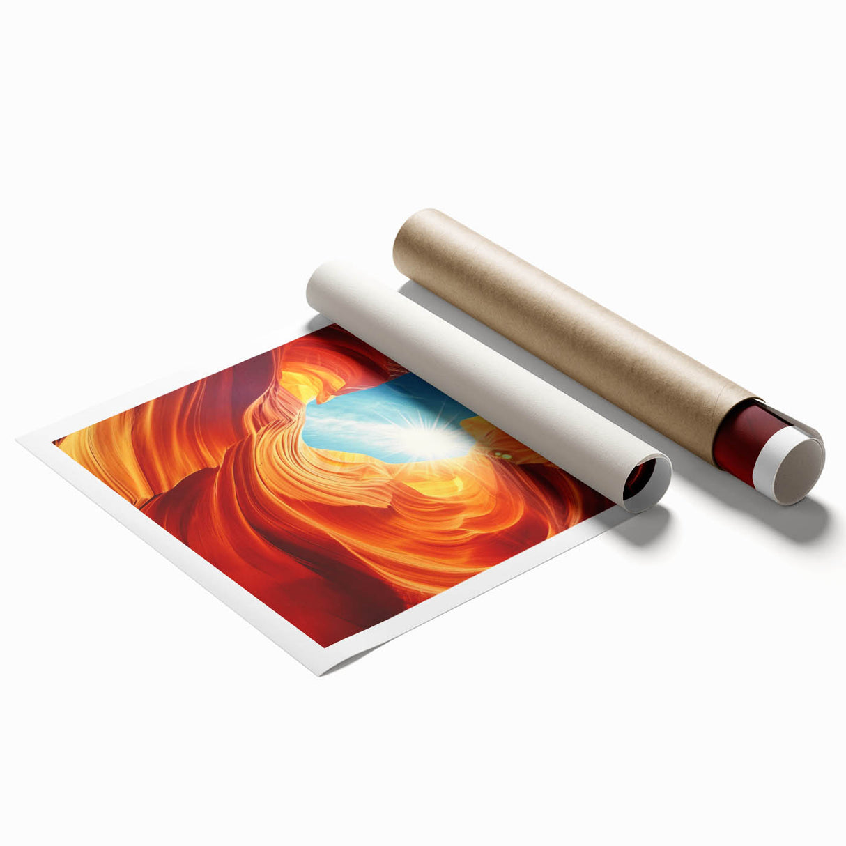 Extra large rolled print of Antelope Canyon in Arizona, featuring warm earth tones, ideal for classy bathroom wall decor.