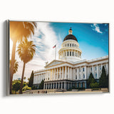 Framed canvas of a vintage Sacramento landscape painting in colorful tones, ideal for living room decor.