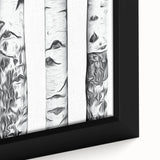 Close-up of textured black wall art depicting Aspen, Colorado scenery on framed canvas, ideal for living room decor.