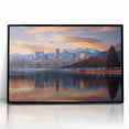 Large abstract wall art depicting Denver skyline in muted earth tones on a framed acrylic.