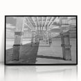 Large abstract wall art featuring a Daytona scenery in muted gray and black acrylic, framed.