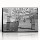 Large abstract wall art featuring a Daytona scenery in muted gray and black acrylic, framed.