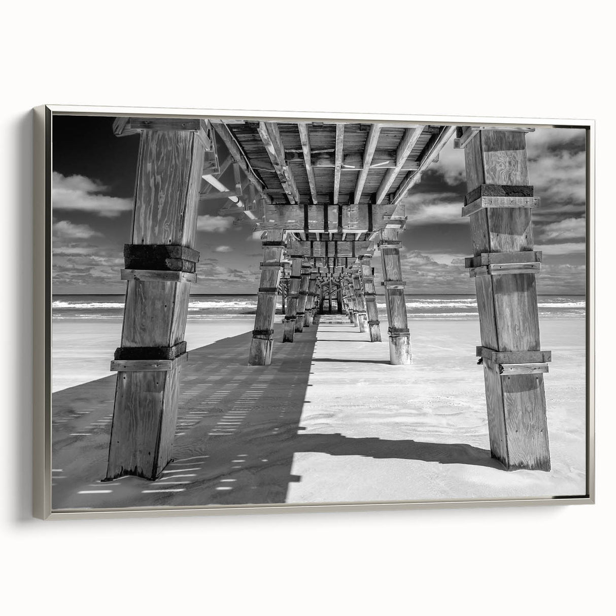 Framed canvas depicting a vintage Daytona landscape in vibrant colors, ideal for living room decor.