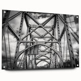Large abstract wall art depicting the Delaware scenery in muted blues and greens on acrylic glass.