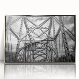 Mid-century modernist art depicting Delaware scenery in muted earth tones on a framed acrylic panel.