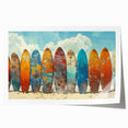 Rolled print of a Hawaiian landscape with lush greenery and waterfalls, in vibrant green and blue tones.