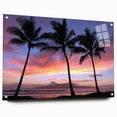 Large abstract wall art of a Maui scenery in vibrant blue and green hues on acrylic glass.