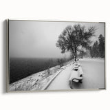 Framed canvas featuring a vintage-style Idaho landscape with colorful art elements and a black border.