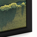 Extra large framed canvas of textured Iowa scenery in black with colorful accents, ideal for living room decor.