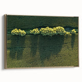 Framed canvas depicting a vintage-style Iowa landscape in muted gold and black tones, ideal for bedroom wall decor.